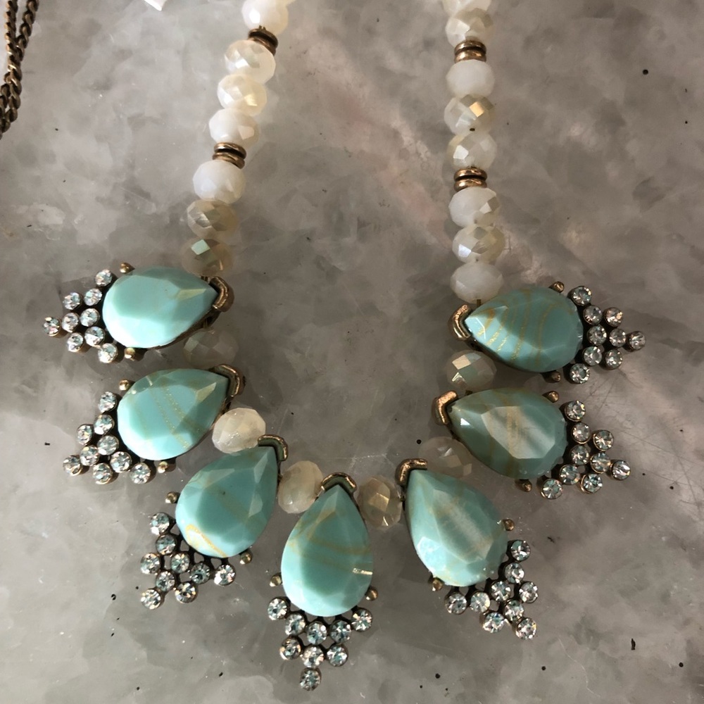 Turquoise Necklace with Crystal Beads